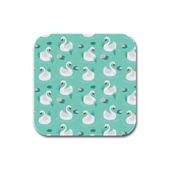 Elegant Swan Seamless Pattern Rubber Square Coaster (4 Pack) by pakminggu