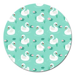 Elegant Swan Seamless Pattern Magnet 5  (round) by pakminggu