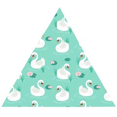 Elegant Swan Seamless Pattern Wooden Puzzle Triangle