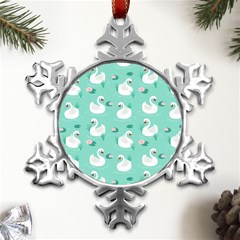 Elegant Swan Seamless Pattern Metal Small Snowflake Ornament