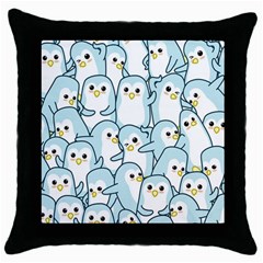 Penguins Pattern Throw Pillow Case (black) by pakminggu