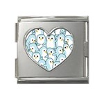 Penguins Pattern Mega Link Heart Italian Charm (18mm) Front