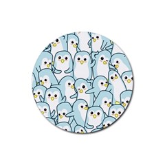 Penguins Pattern Rubber Round Coaster (4 Pack) by pakminggu