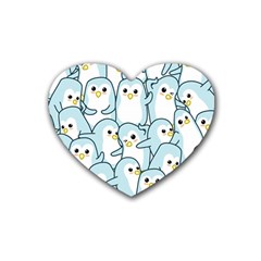 Penguins Pattern Rubber Heart Coaster (4 Pack) by pakminggu