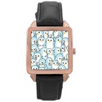 Penguins Pattern Rose Gold Leather Watch  Front