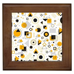 Flat Geometric Shapes Background Framed Tile by pakminggu