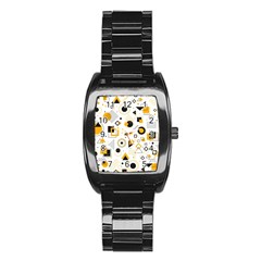 Flat Geometric Shapes Background Stainless Steel Barrel Watch by pakminggu