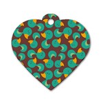 Vector Illustration Seamless Pattern With Cartoon Duck Dog Tag Heart (One Side) Front