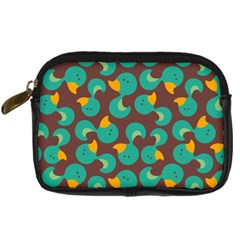 Vector Illustration Seamless Pattern With Cartoon Duck Digital Camera Leather Case