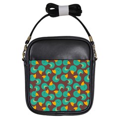 Vector Illustration Seamless Pattern With Cartoon Duck Girls Sling Bag by pakminggu