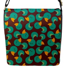 Vector Illustration Seamless Pattern With Cartoon Duck Flap Closure Messenger Bag (S)