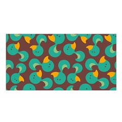 Vector Illustration Seamless Pattern With Cartoon Duck Satin Shawl 45  x 80 