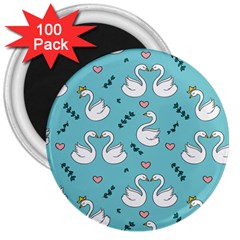 Elegant Swan Pattern Design 3  Magnets (100 Pack) by pakminggu