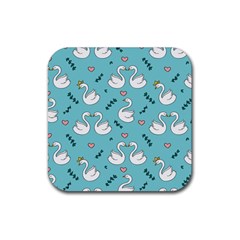 Elegant Swan Pattern Design Rubber Coaster (square) by pakminggu