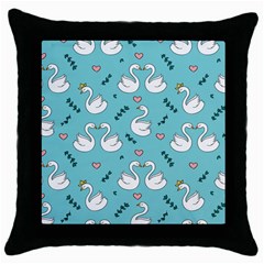 Elegant Swan Pattern Design Throw Pillow Case (black) by pakminggu