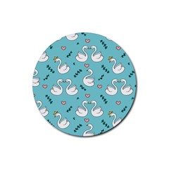 Elegant Swan Pattern Design Rubber Round Coaster (4 Pack) by pakminggu