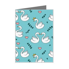 Elegant Swan Pattern Design Mini Greeting Card by pakminggu