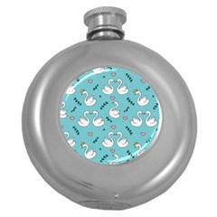 Elegant Swan Pattern Design Round Hip Flask (5 Oz) by pakminggu