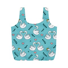 Elegant Swan Pattern Design Full Print Recycle Bag (m) by pakminggu