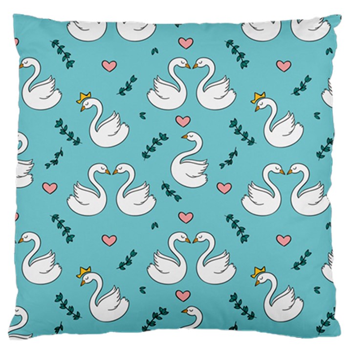 Elegant Swan Pattern Design Standard Premium Plush Fleece Cushion Case (Two Sides)