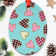 Seamless Pattern With Heart Shaped Cookies With Sugar Icing Ornament (oval) by pakminggu