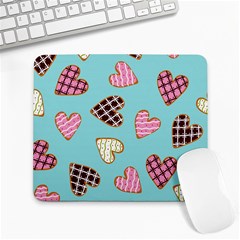 Seamless Pattern With Heart Shaped Cookies With Sugar Icing Large Mousepad by pakminggu