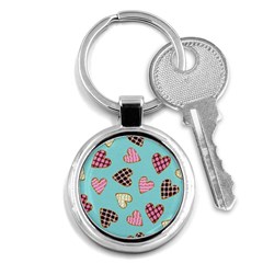 Seamless Pattern With Heart Shaped Cookies With Sugar Icing Key Chain (round) by pakminggu