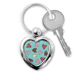 Seamless Pattern With Heart Shaped Cookies With Sugar Icing Key Chain (heart) by pakminggu