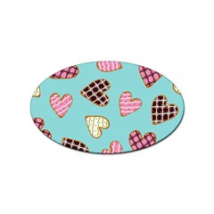 Seamless Pattern With Heart Shaped Cookies With Sugar Icing Sticker Oval (10 Pack) by pakminggu