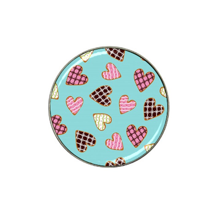 Seamless Pattern With Heart Shaped Cookies With Sugar Icing Hat Clip Ball Marker