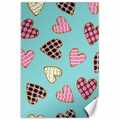 Seamless Pattern With Heart Shaped Cookies With Sugar Icing Canvas 24  X 36  by pakminggu