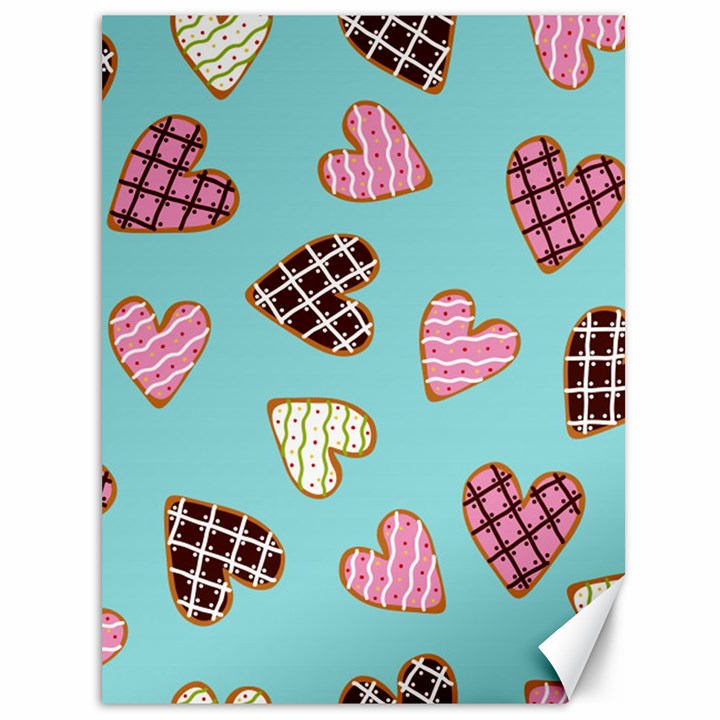 Seamless Pattern With Heart Shaped Cookies With Sugar Icing Canvas 36  x 48 