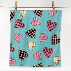 Seamless Pattern With Heart Shaped Cookies With Sugar Icing Face Towel by pakminggu