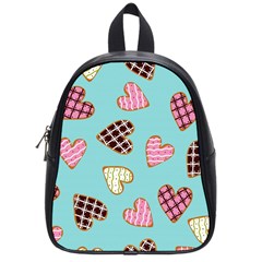 Seamless Pattern With Heart Shaped Cookies With Sugar Icing School Bag (small) by pakminggu