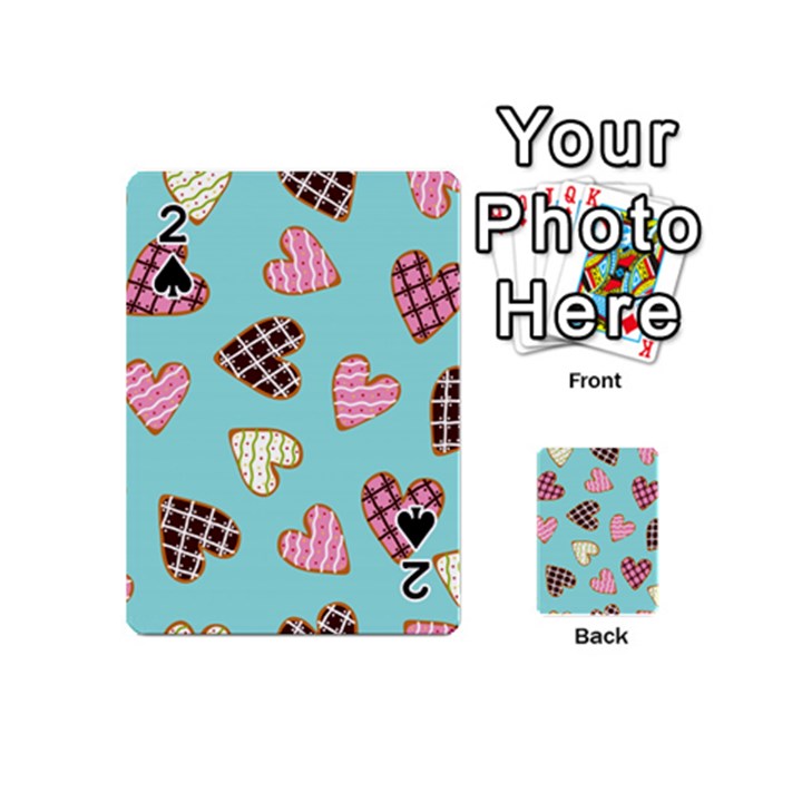 Seamless Pattern With Heart Shaped Cookies With Sugar Icing Playing Cards 54 Designs (Mini)