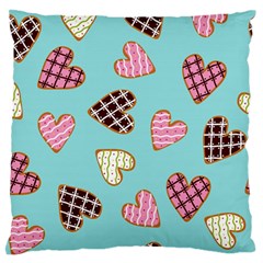 Seamless Pattern With Heart Shaped Cookies With Sugar Icing Standard Premium Plush Fleece Cushion Case (two Sides) by pakminggu