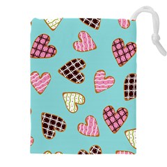 Seamless Pattern With Heart Shaped Cookies With Sugar Icing Drawstring Pouch (5xl) by pakminggu