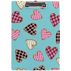 Seamless Pattern With Heart Shaped Cookies With Sugar Icing A4 Acrylic Clipboard by pakminggu