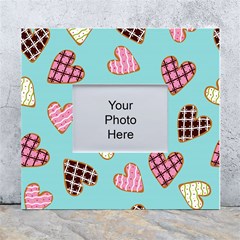 Seamless Pattern With Heart Shaped Cookies With Sugar Icing White Wall Photo Frame 5  X 7  by pakminggu