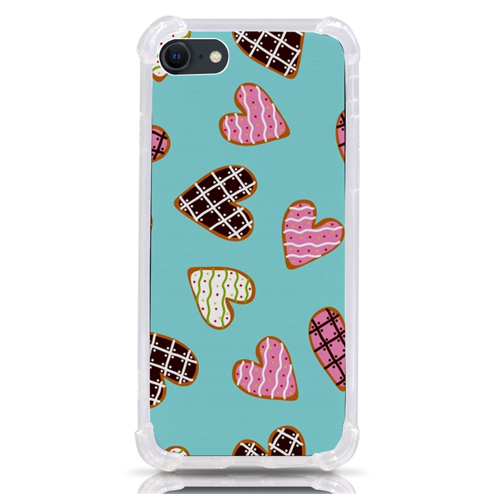 Seamless Pattern With Heart Shaped Cookies With Sugar Icing iPhone SE