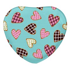 Seamless Pattern With Heart Shaped Cookies With Sugar Icing Heart Glass Fridge Magnet (4 Pack) by pakminggu