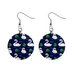 Swan Pattern Elegant Design Mini Button Earrings by pakminggu