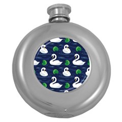 Swan Pattern Elegant Design Round Hip Flask (5 Oz) by pakminggu