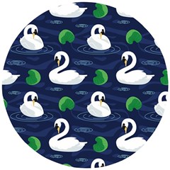 Swan Pattern Elegant Design Wooden Puzzle Round