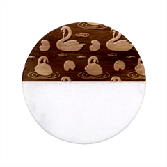 Swan Pattern Elegant Design Classic Marble Wood Coaster (round) 