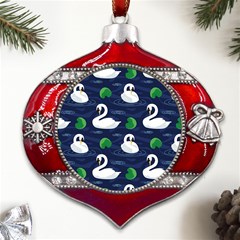 Swan Pattern Elegant Design Metal Snowflake And Bell Red Ornament