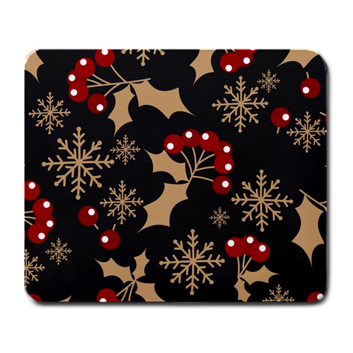 Christmas Pattern With Snowflakes Berries Large Mousepad