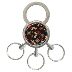 Christmas Pattern With Snowflakes Berries 3-ring Key Chain by pakminggu