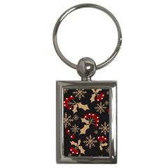 Christmas Pattern With Snowflakes Berries Key Chain (rectangle) by pakminggu