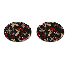 Christmas Pattern With Snowflakes Berries Cufflinks (oval) by pakminggu